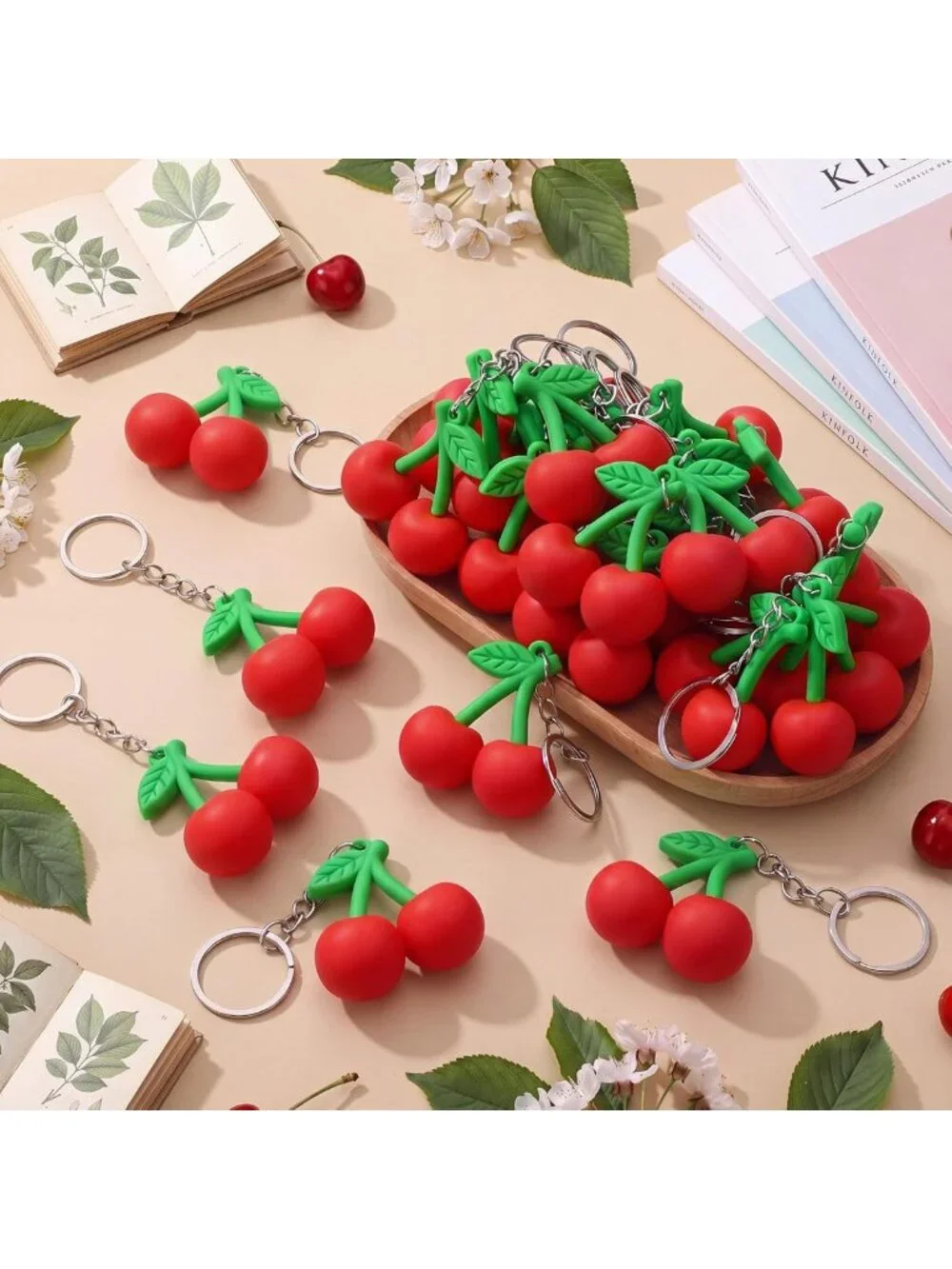 Colorful 3D Silicone Fruit Keychain Charms - Fun Bulk Gifts for All Ages